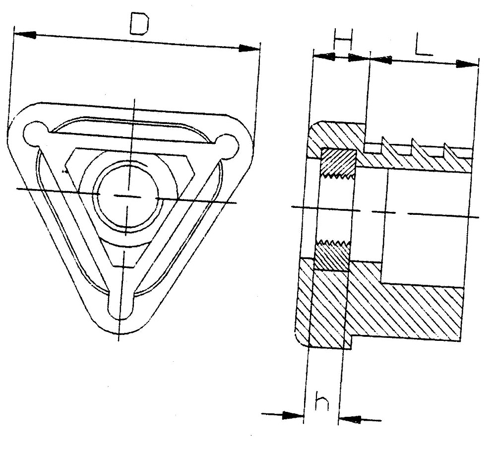 J 1 / Einsteckbuchsen für Dreikantrohre