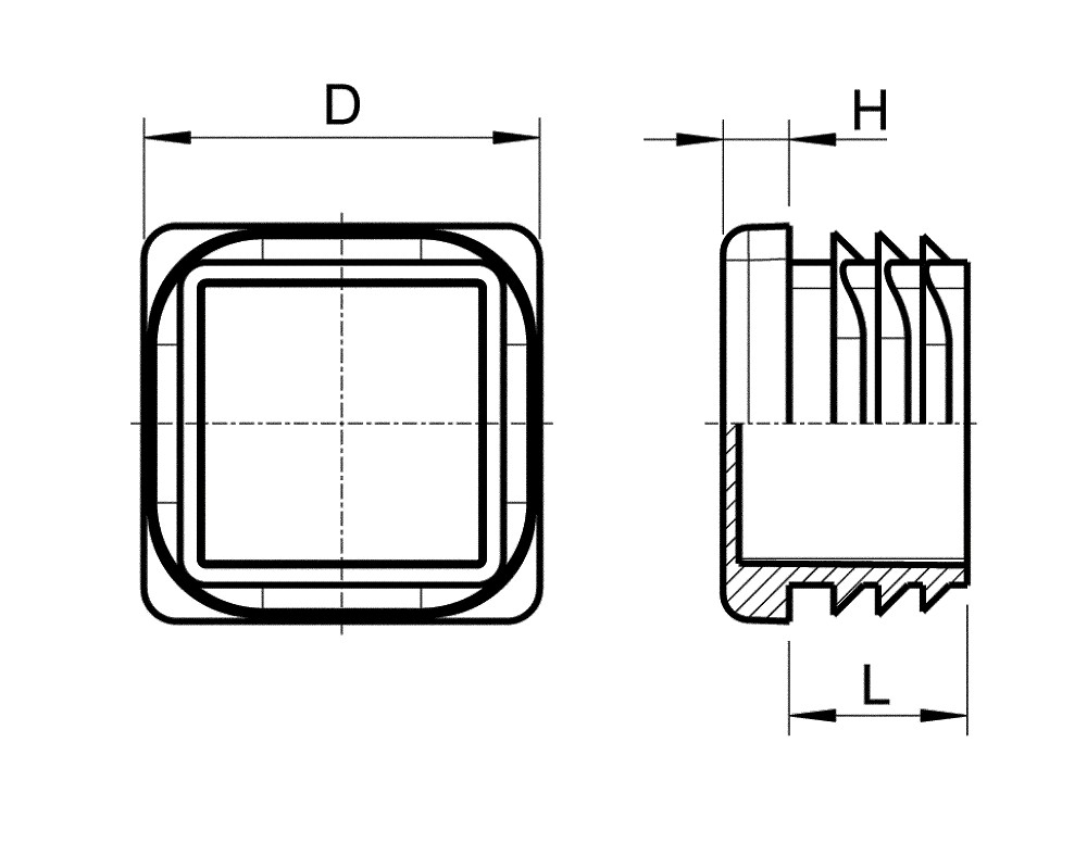 E / Gleiter für quadratische Rohre
