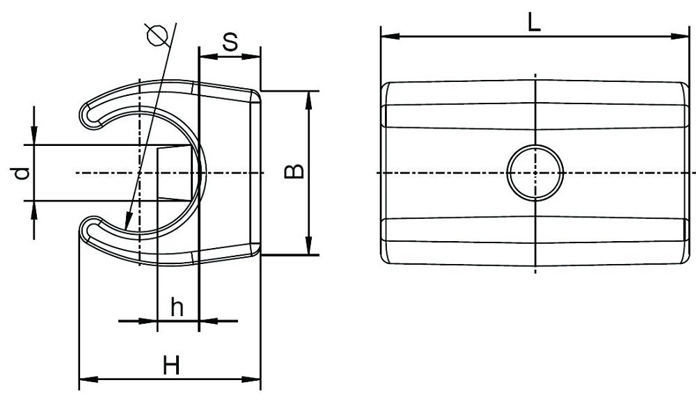 Klemmschalengleiter mit Zapfen für Ø 12 mm