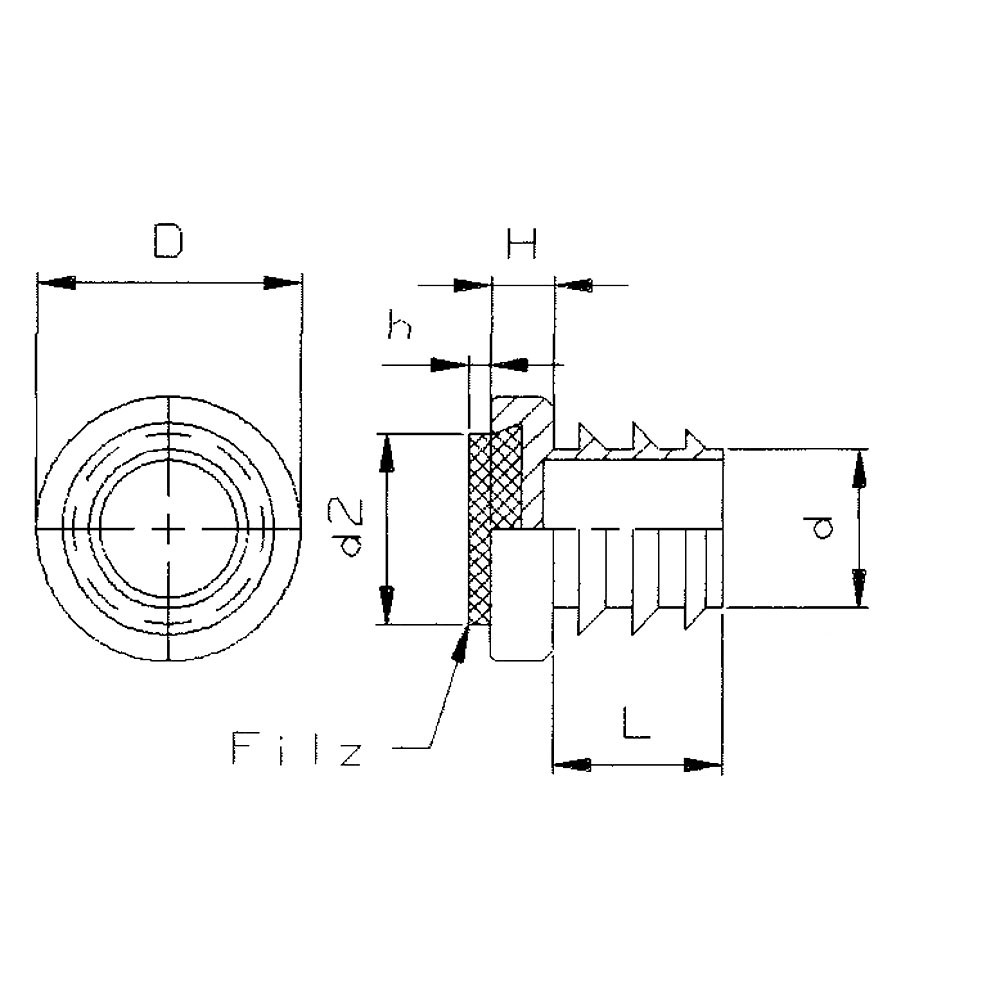 GLF / Gleiter mit eingepresstem Filz